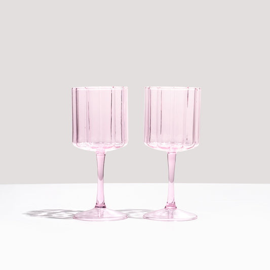 Wave Wine Glasses Pink - Set of 2