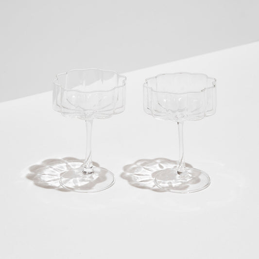 Wave Coupe Glasses Clear - Set of 2