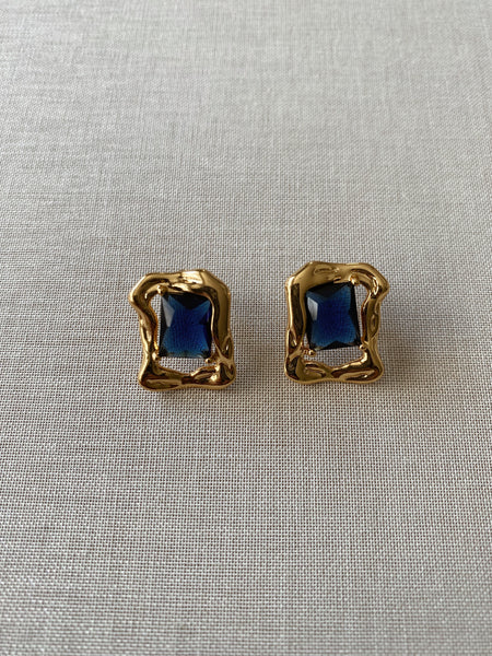 Gia Gold Earrings - Blue