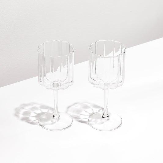 Wave Wine Glasses Clear - Set of 2