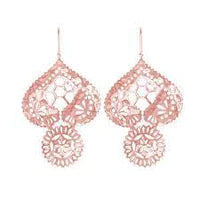Vintage Lace Doily Large Earrings in Rose Gold Plate