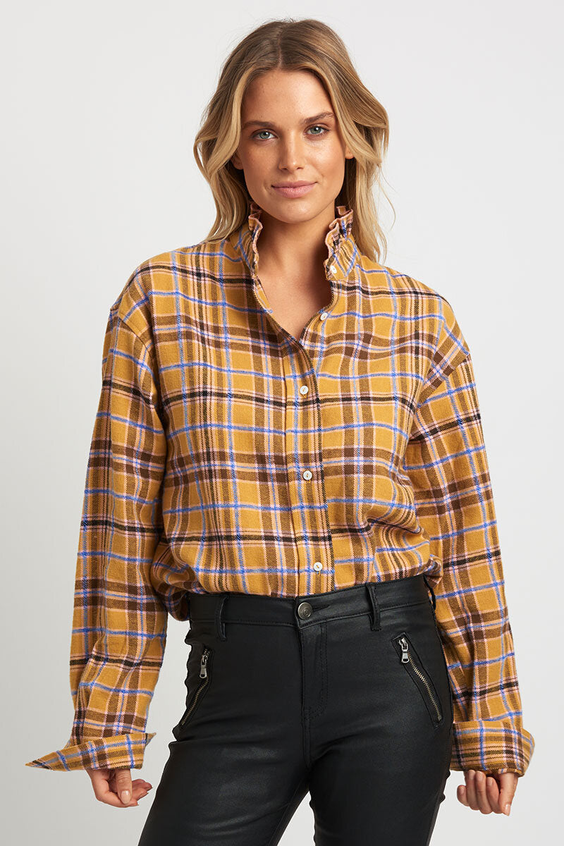 The Frill Flannel Shirt - Camel