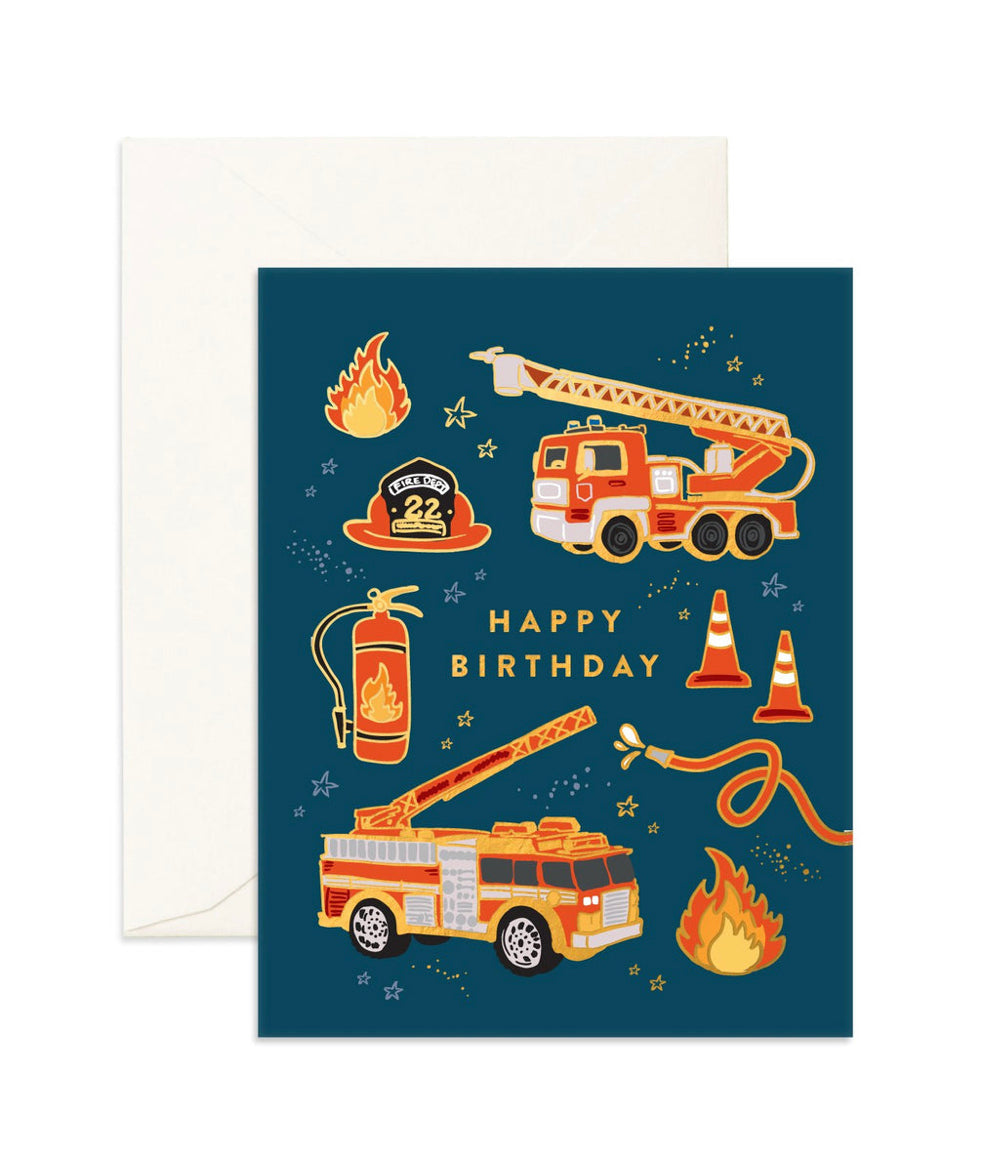 Happy Birthday Fire Trucks Card